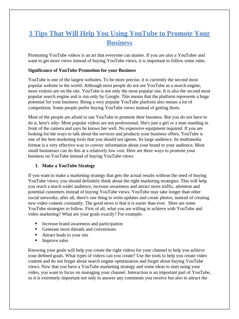 YouTube Marketing Tips for Business | PDF | You Tube | Marketing Strategy