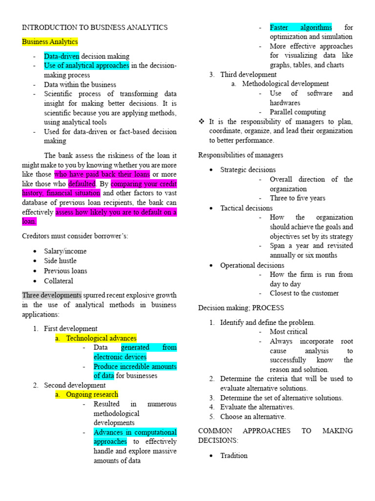 Business Analytics Fundamentals Overview | PDF | Analytics | Mean