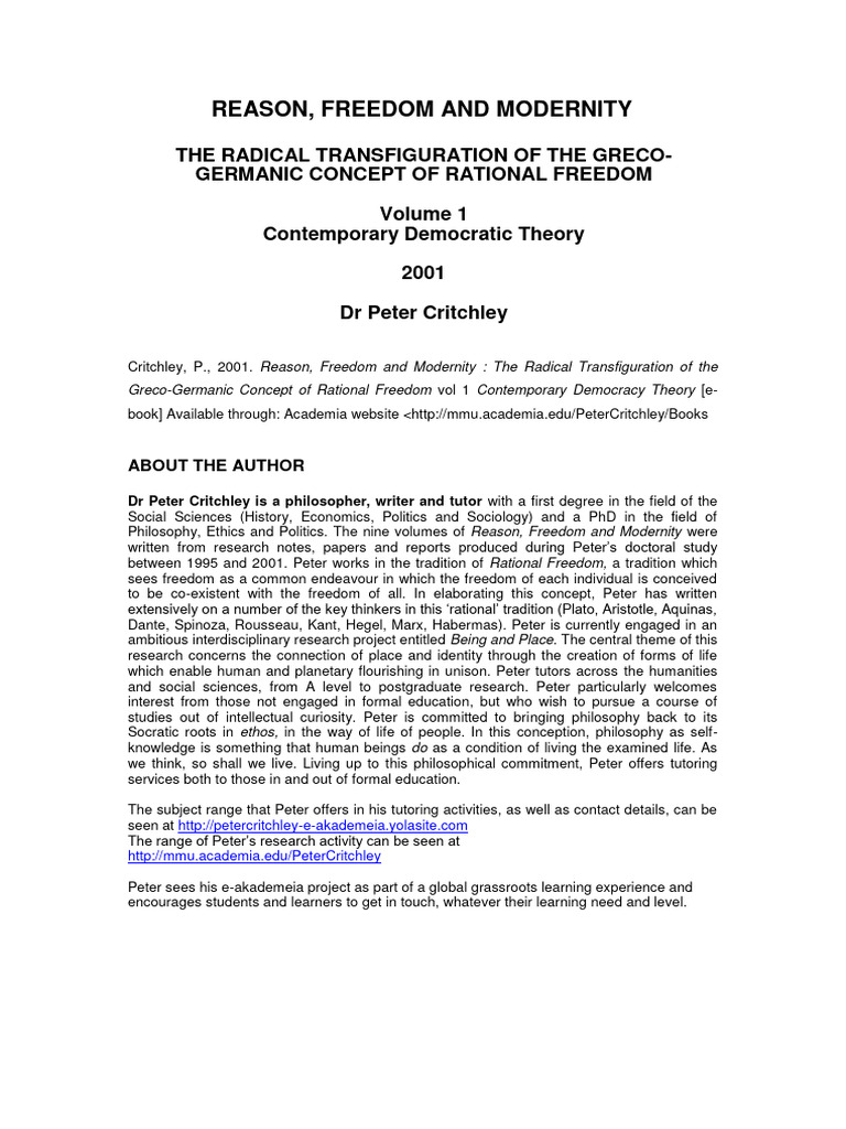 Radical Freedom in Democratic Theory | PDF | Political Science ...