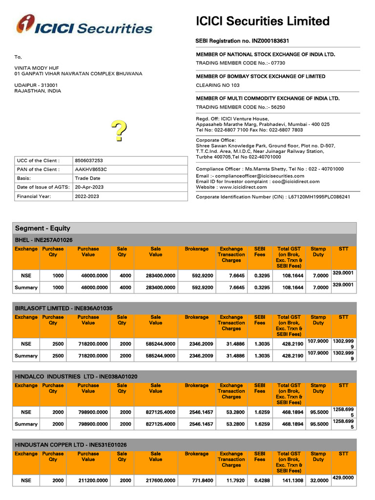 Annual Global Transaction Statement 2023 | PDF | Equity Securities ...