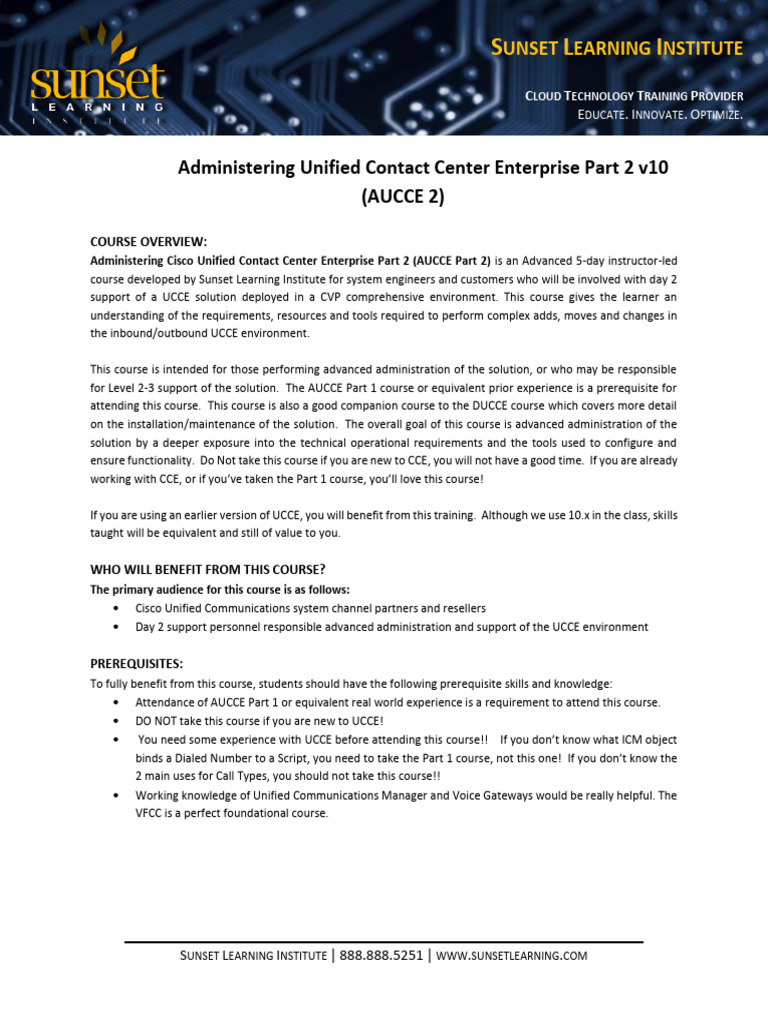 Advanced Cisco UCCE Admin Course | PDF | Interactive Voice Response ...