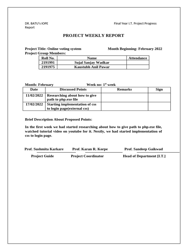 Online Voting System Project Report | PDF