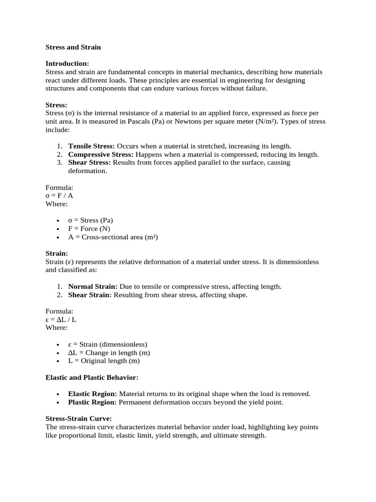 Understanding Stress and Strain in Materials | PDF