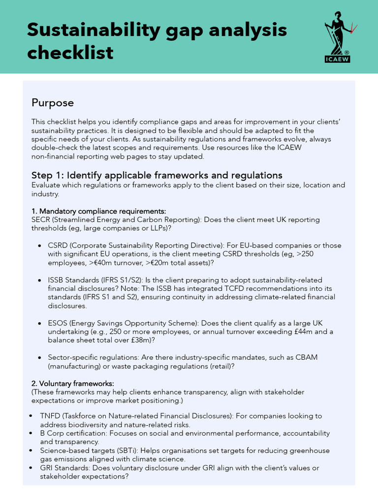 Sustainability Gap Analysis Checklist | PDF | Sustainability ...