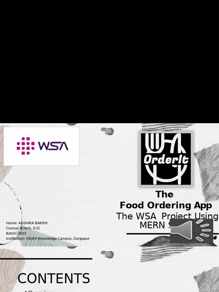Slidesgo Optimizing Food Ordering The Wsa Project Using Mern Stack ...