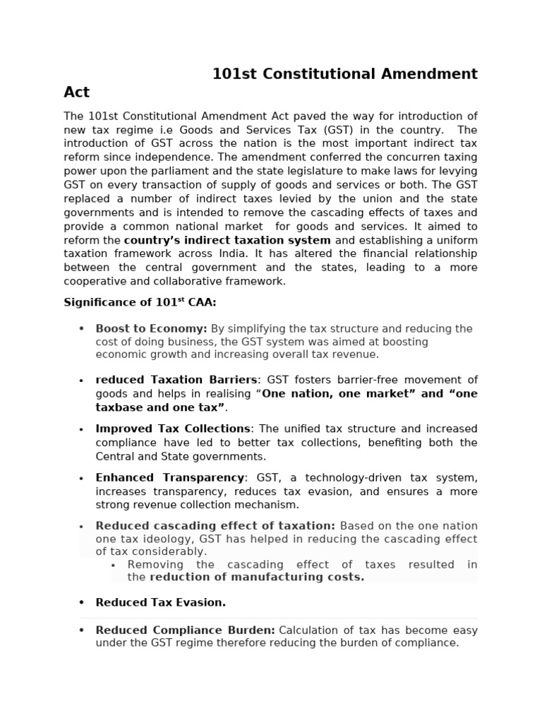 101st Constitutional Amendment Overview | PDF | Taxes | Constitutional ...