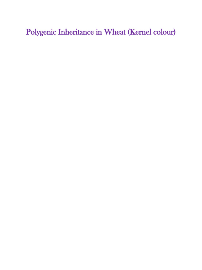 Polygenic Inheritance of Wheat Kernel Color | PDF