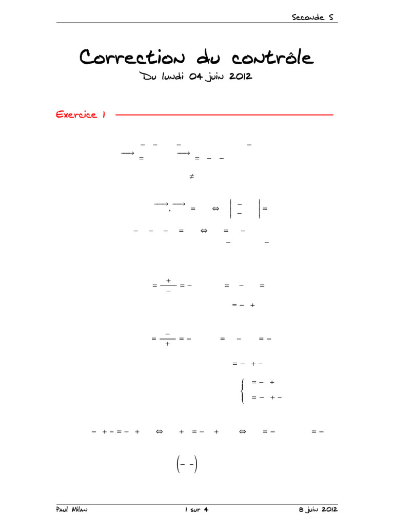 Correction contrôle Seconde S | PDF | Mathématiques
