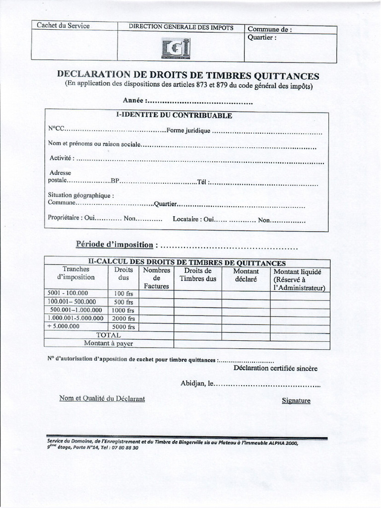 Declaration de Droits de Timbres | PDF