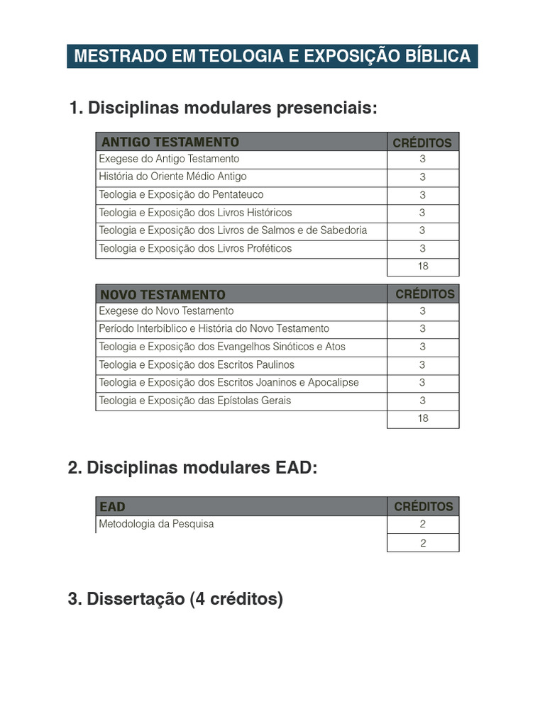 Matriz Mestrado em Teologia e Exposicao Biblica | PDF