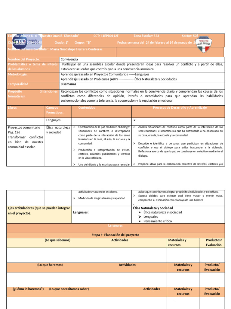 Proyecto de Convivencia Escolar 2024-2025 | PDF | Aprendizaje | Escuelas