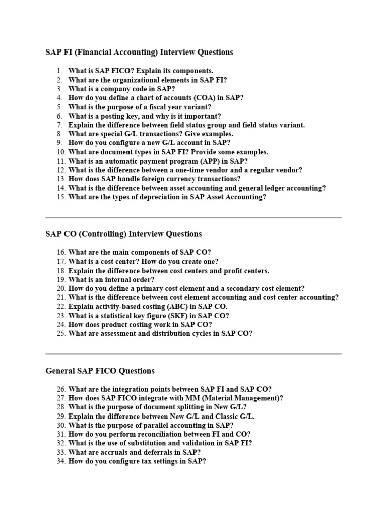 SAP FICO Interview Questions Guide | PDF | Economies | Business