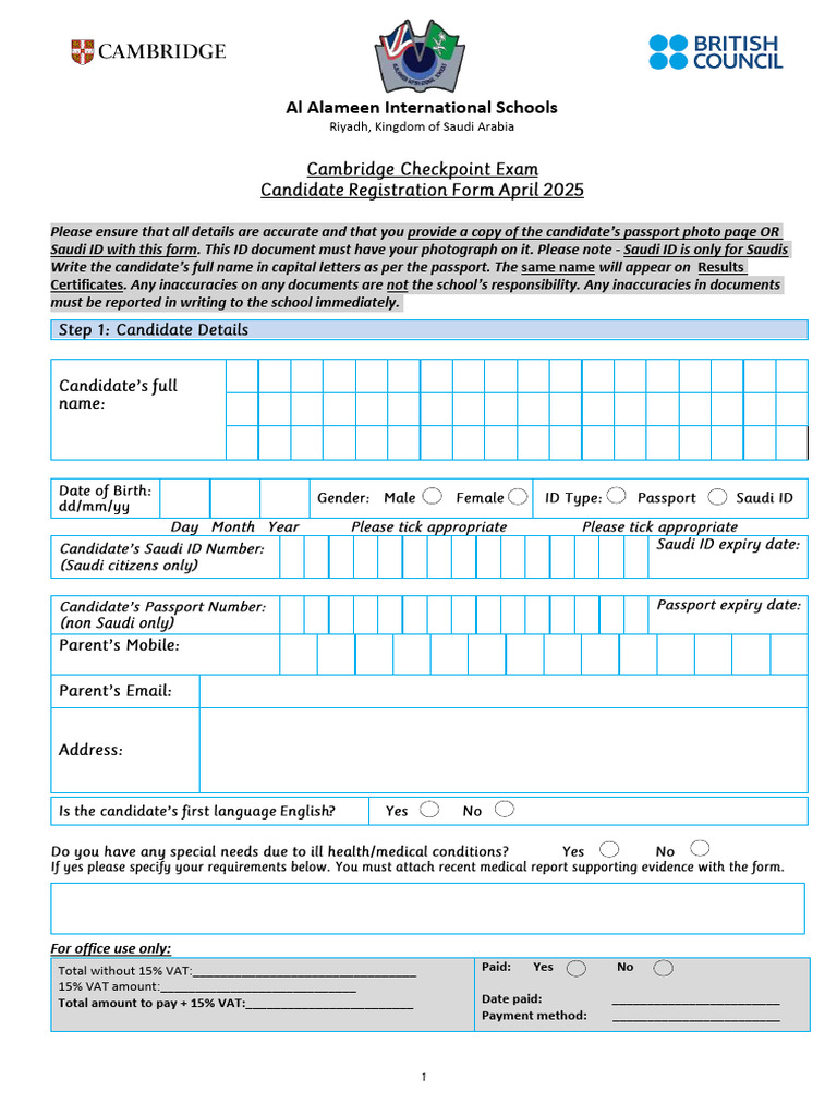 Checkpoint Candidate Registration Form 2025 | PDF