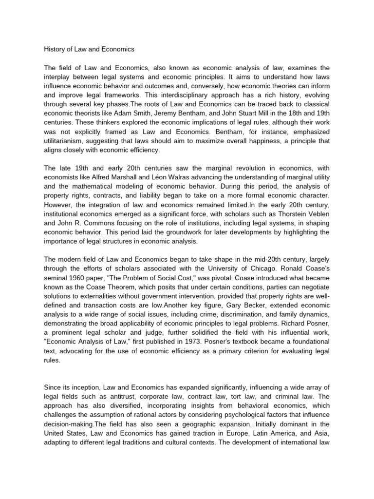 Evolution of Law and Economics | PDF | Law And Economics | Economics