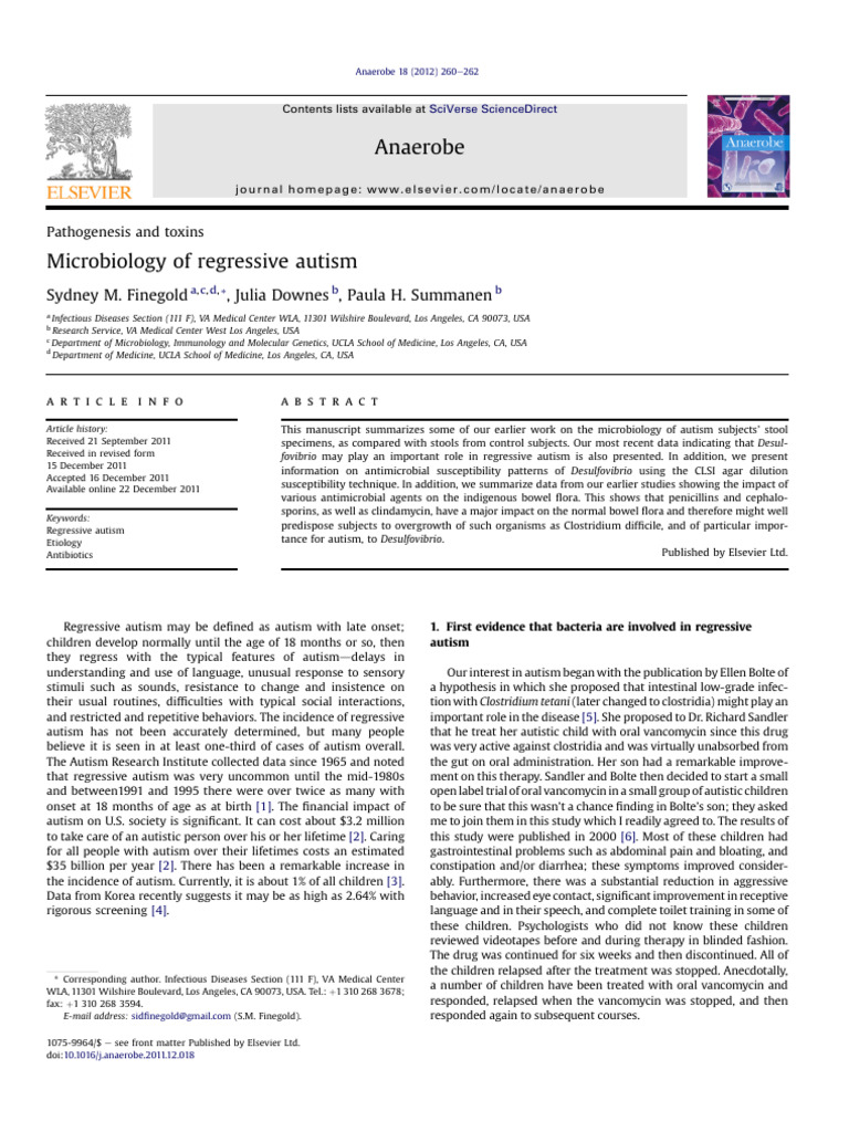 Microbiology of Regressive Autism Toxins | PDF | Autism | Beta Lactamase