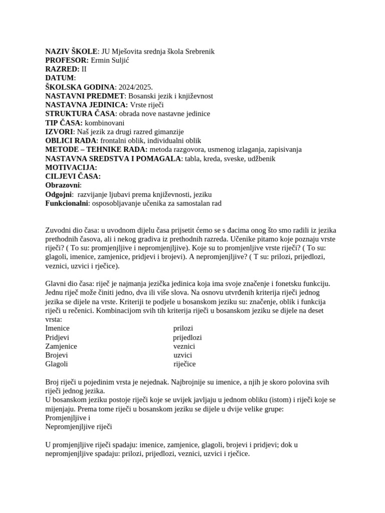 Vrste Riječi | PDF