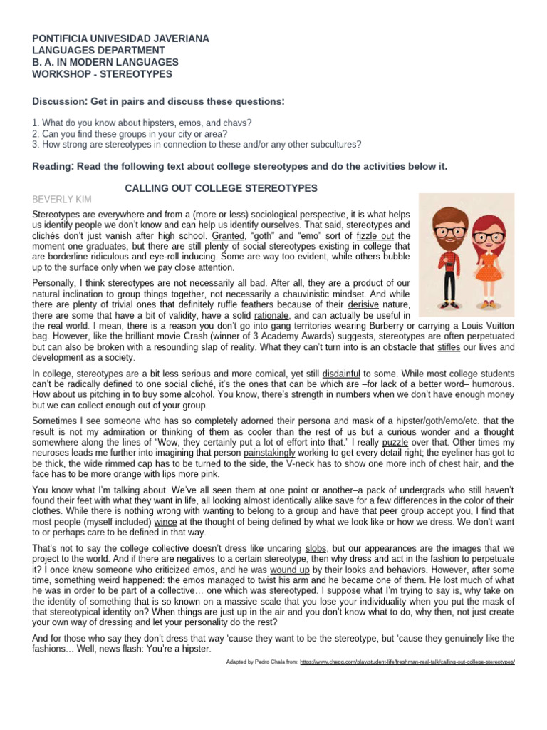 Understanding College Stereotypes | PDF | Stereotypes