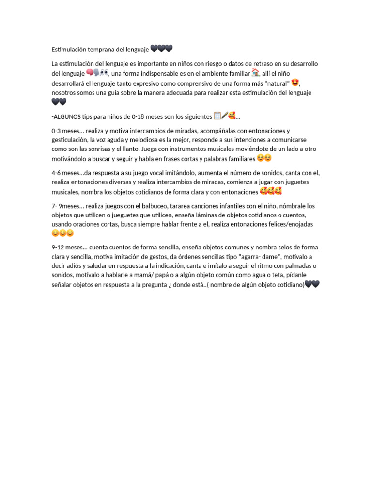 Guía de estimulación del lenguaje infantil | PDF