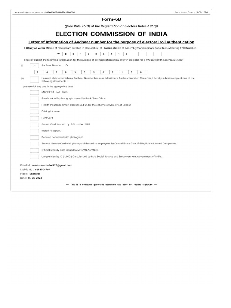 Form 6B | PDF