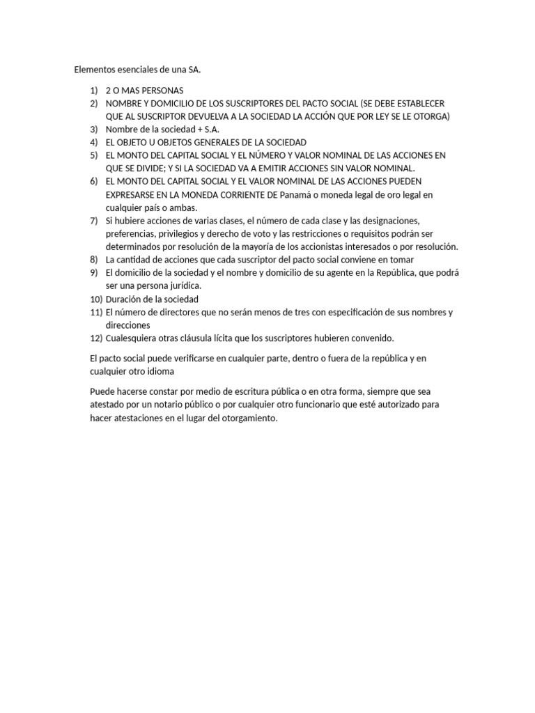 Elementos Clave para Crear una SA | PDF