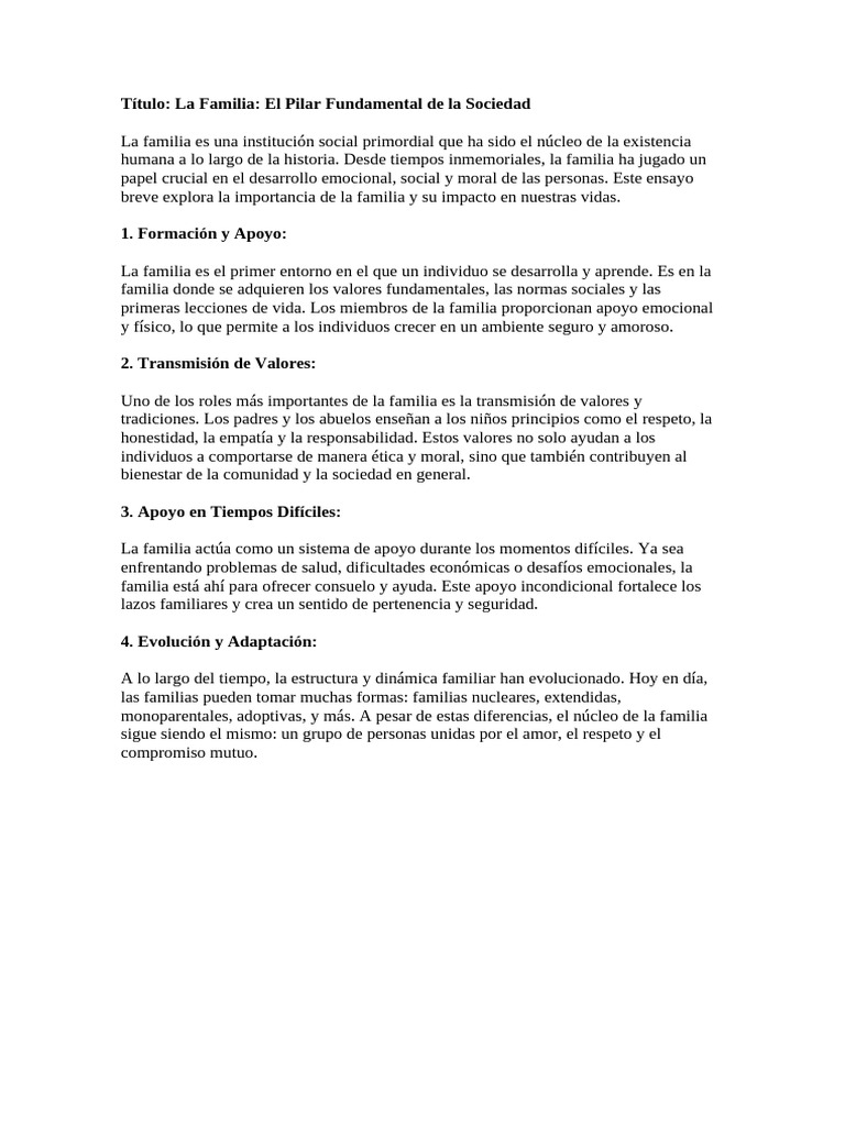 Importancia de la Familia en la Sociedad | PDF