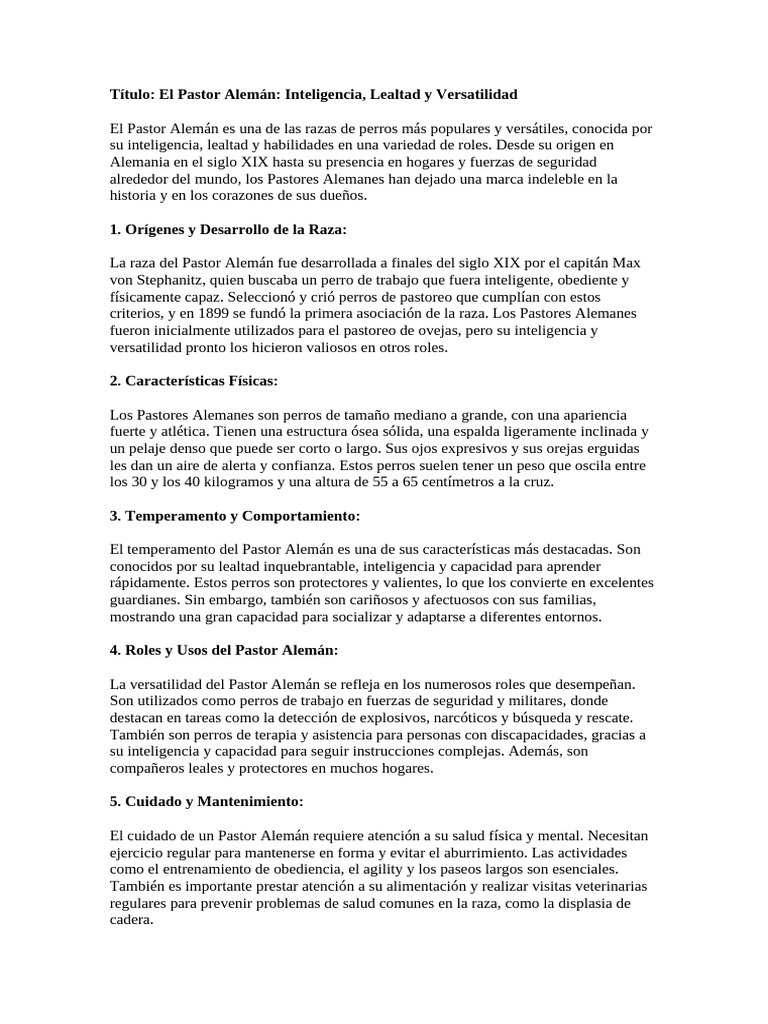 Pastor Alemán: Inteligencia y Versatilidad | PDF | Pastor alemán | Perros