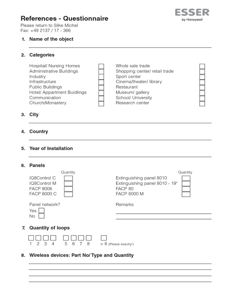 Fire Safety Questionnaire Template | PDF