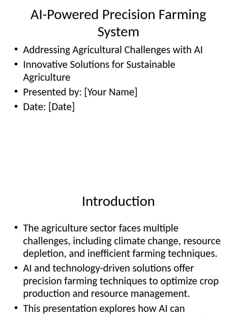 AI Precision Farming Presentation | PDF | Agriculture | Artificial ...