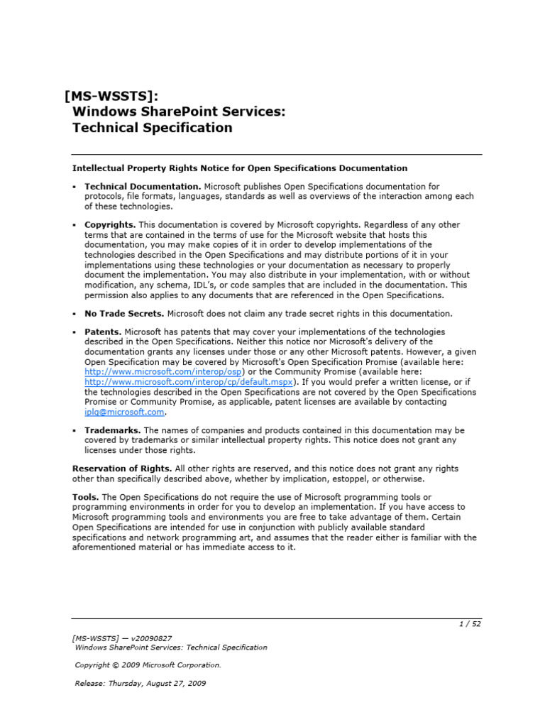Windows SharePoint Services Spec | PDF | Share Point | World Wide Web