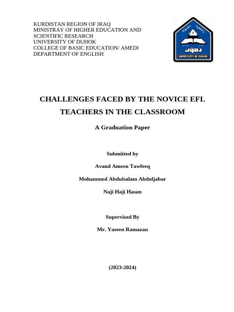 Challenges for Novice EFL Teachers | PDF | English As A Second Or ...