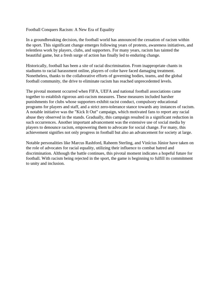 Football Conquers Racism | PDF