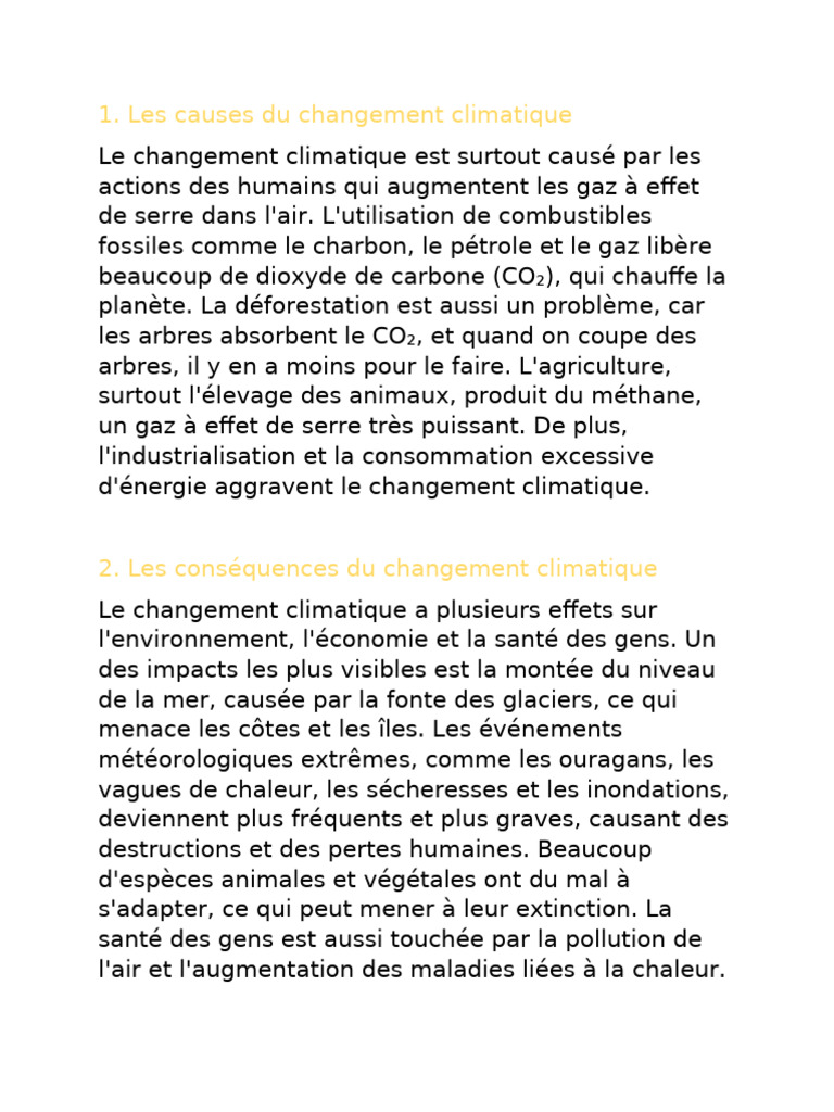 Causes et solutions au changement climatique | PDF | Changement ...