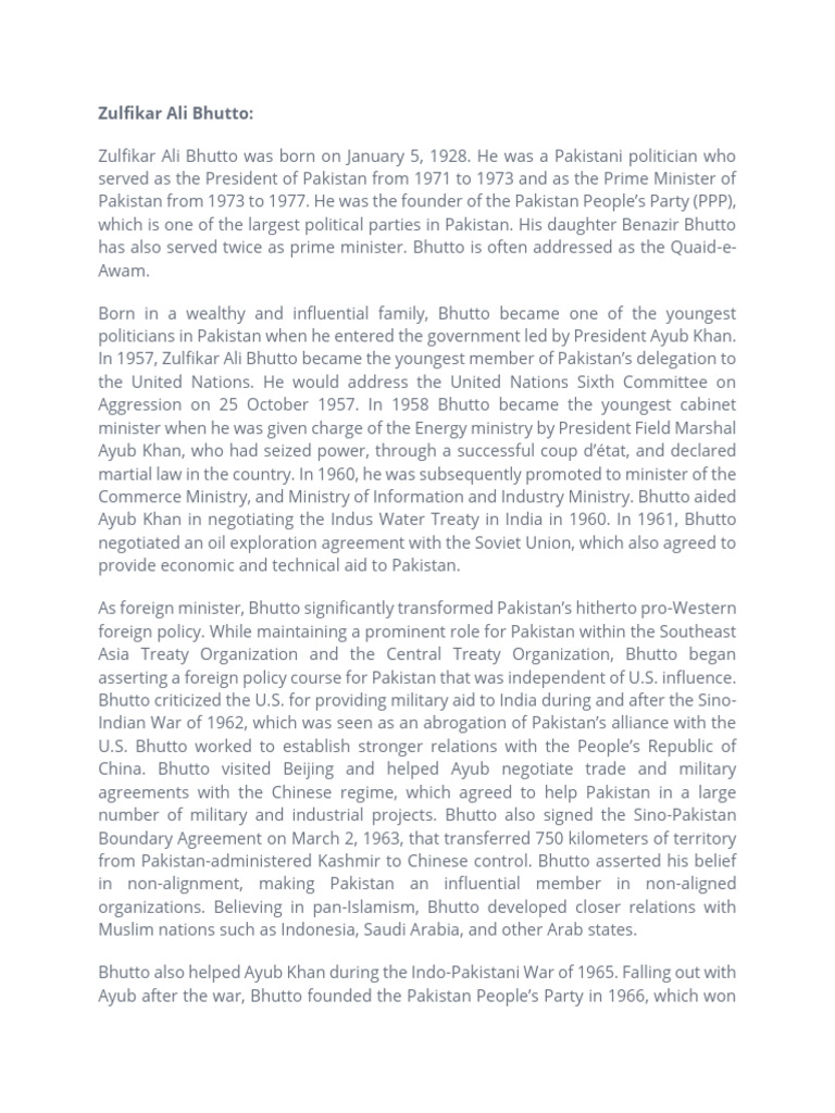Zulfikar Ali Bhutto | PDF | Zulfikar Ali Bhutto | Pakistan