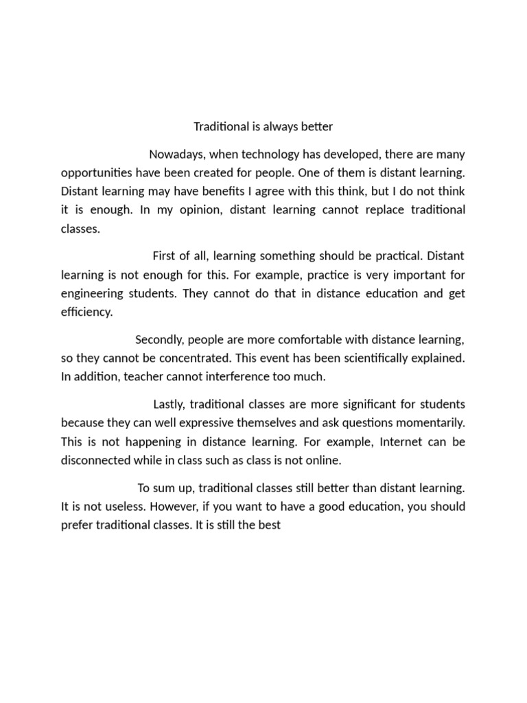 Benefits of Traditional Learning Over Distance | PDF