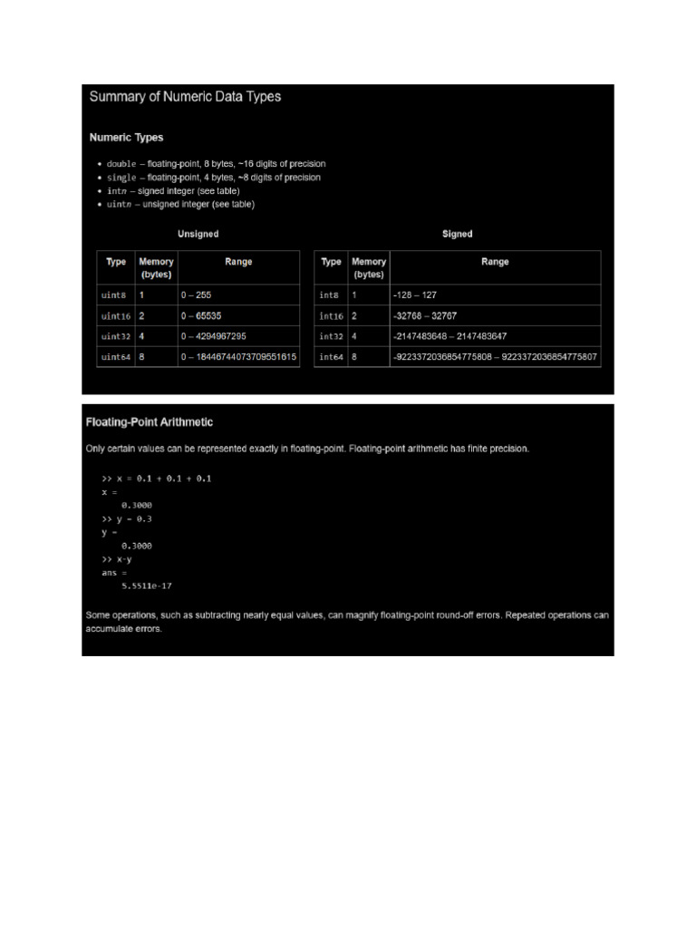 A Tour in Matlab Data Types | PDF
