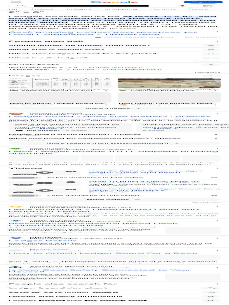 Deck Ledger Board Size Guidelines | PDF | Lumber