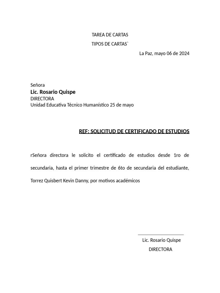 Solicitud de Certificado de Estudios | PDF