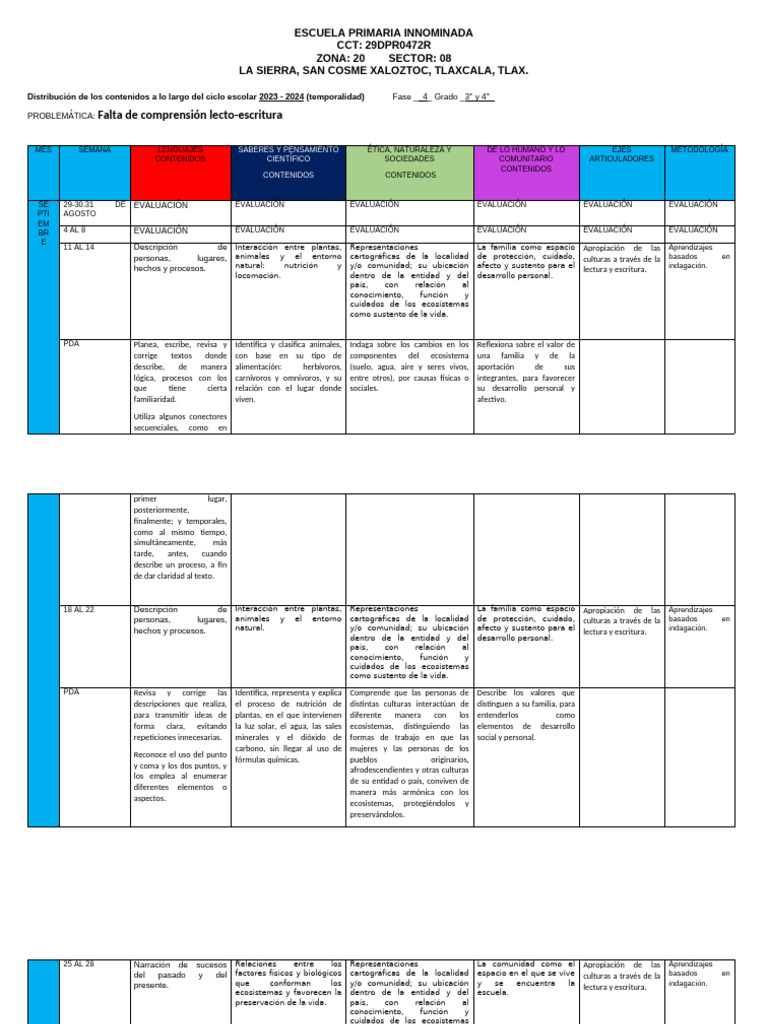 24 07 Formato para Plan Analitico | PDF | Sustentabilidad | Aprendizaje