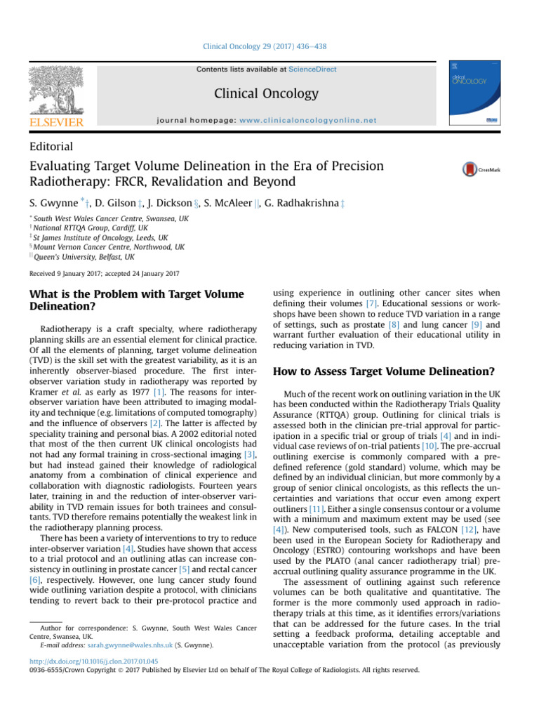Evaluating Target Volume Delineation in The Era of | PDF | Radiology ...
