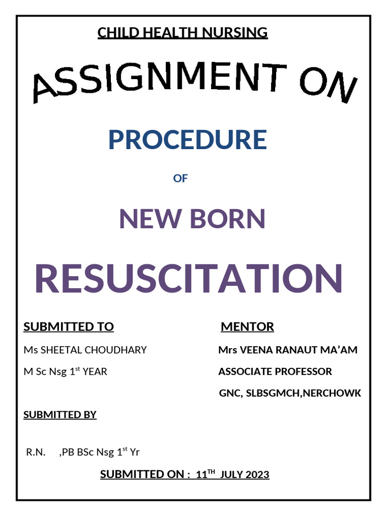 Newborn Resuscitation Guide | PDF