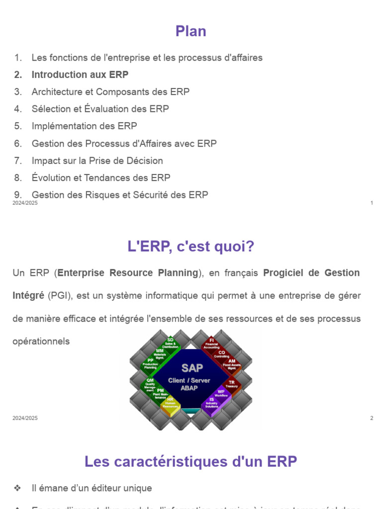 Guide Complet sur les ERP 2024/2025 | PDF | Progiciel de gestion ...