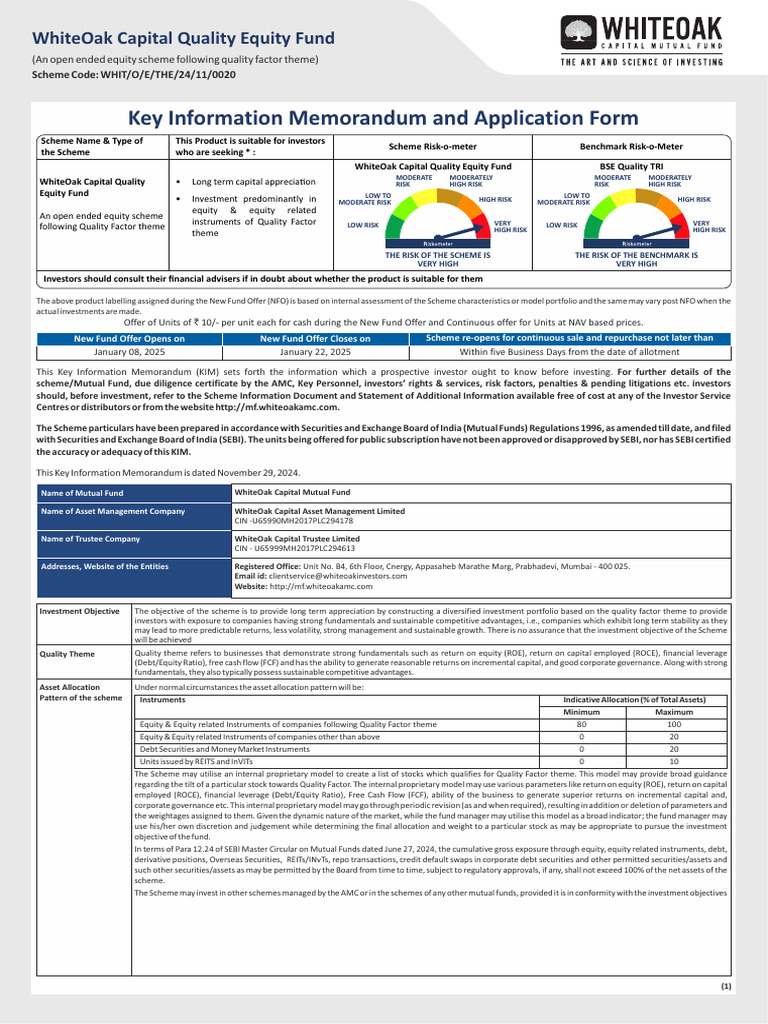 WOC_Quality_Equity_Fund_KIM | PDF | Financial Risk | Credit Default Swap
