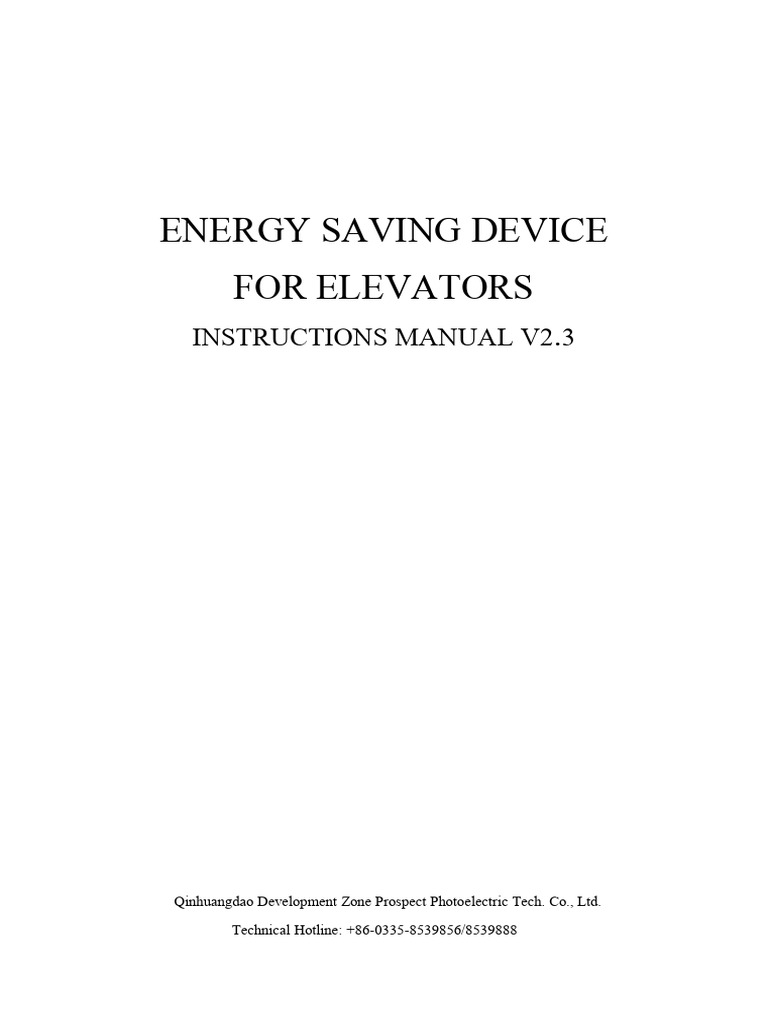 Elevator Energy Saving Device Manual | PDF | Elevator | Electrical ...