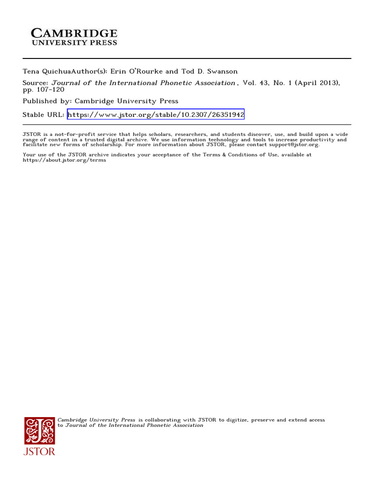 Kichwa language | PDF | Stress (Linguistics) | Tone (Linguistics)