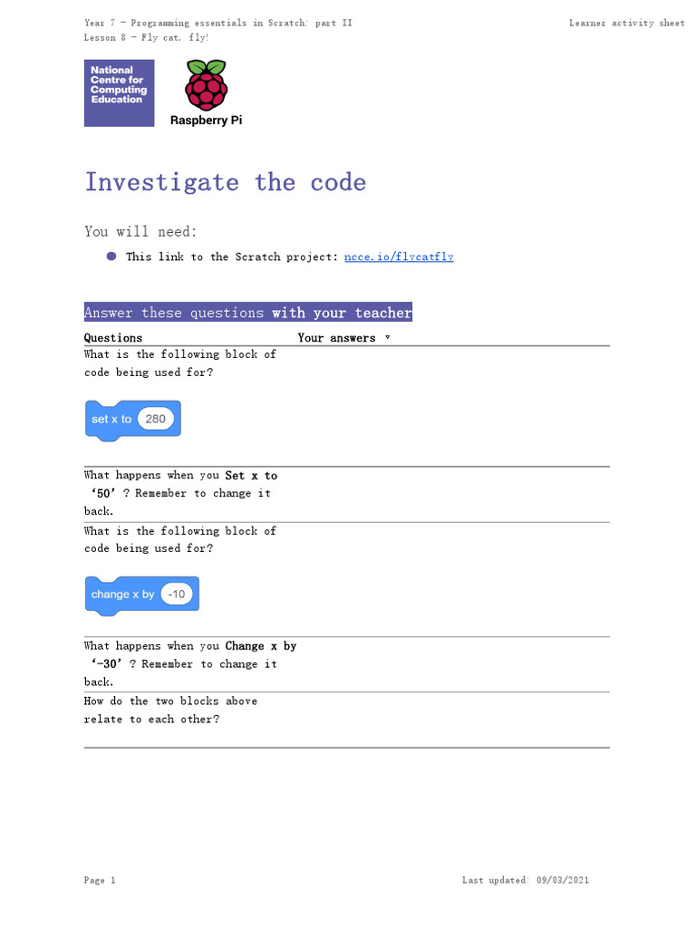 Scratch Programming: Fly Cat Activity | PDF | Scratch (Programming ...