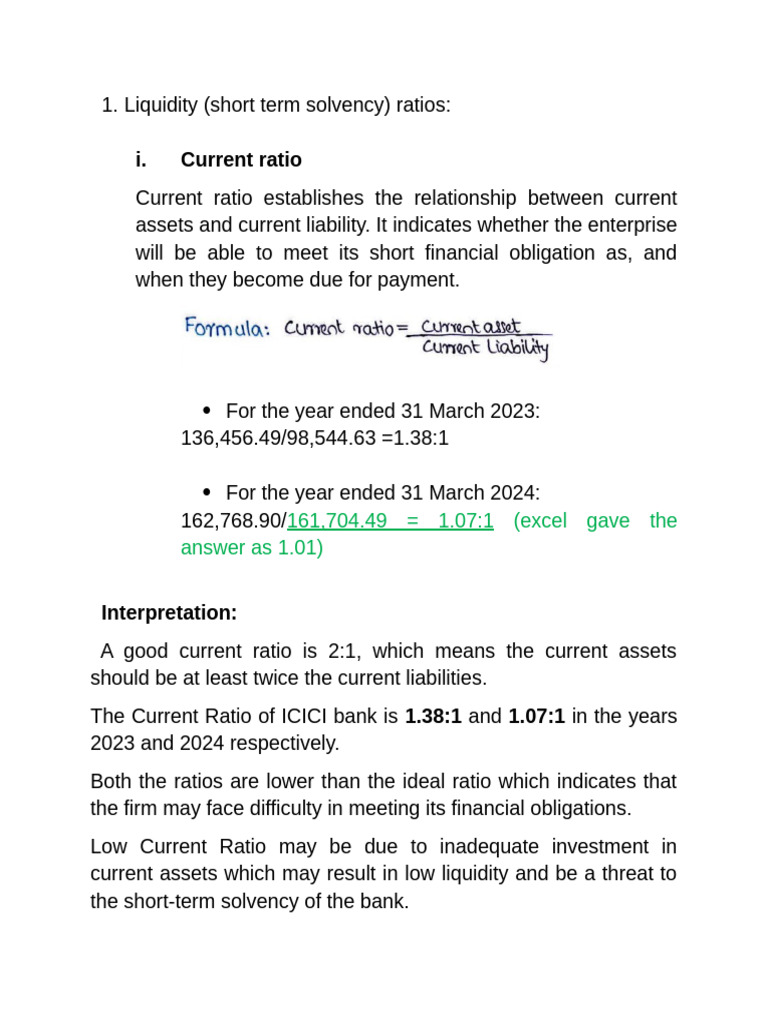 ICICI Bank Liquidity and Solvency Ratios | PDF | Equity (Finance) | Debt
