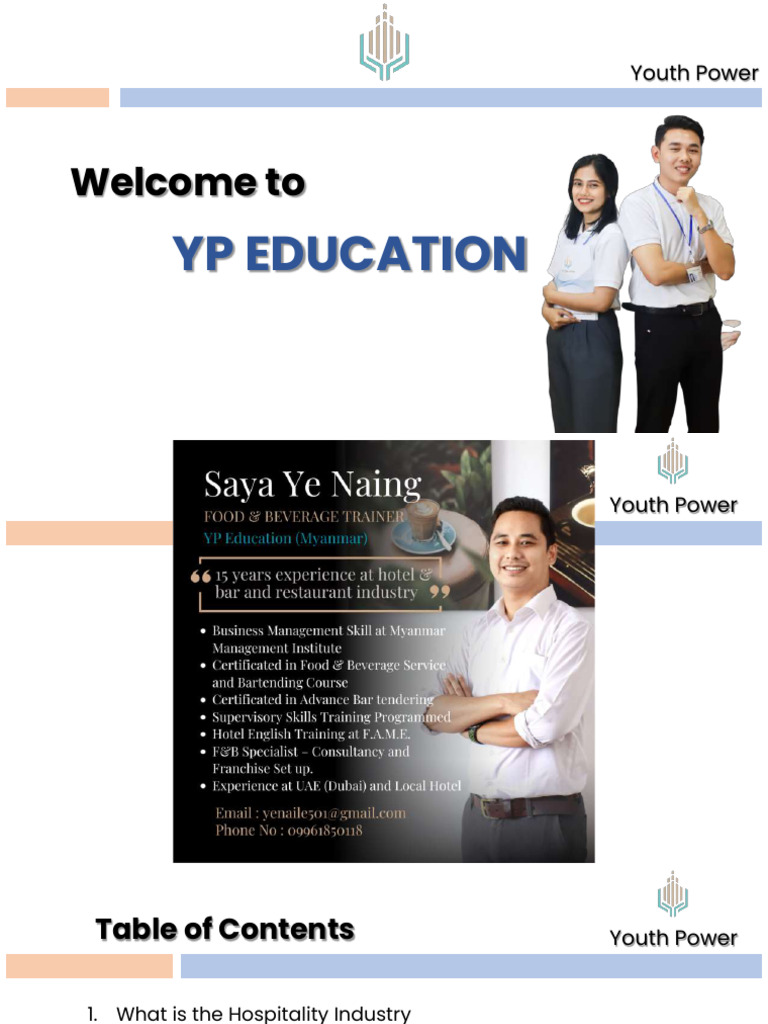 Day-1 Hotel & F&B Introduction | PDF | Restaurants | Hotel