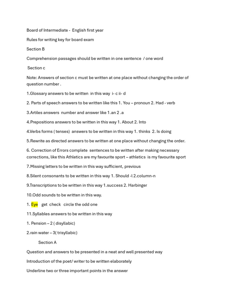 Board Exam Writing Guidelines | PDF