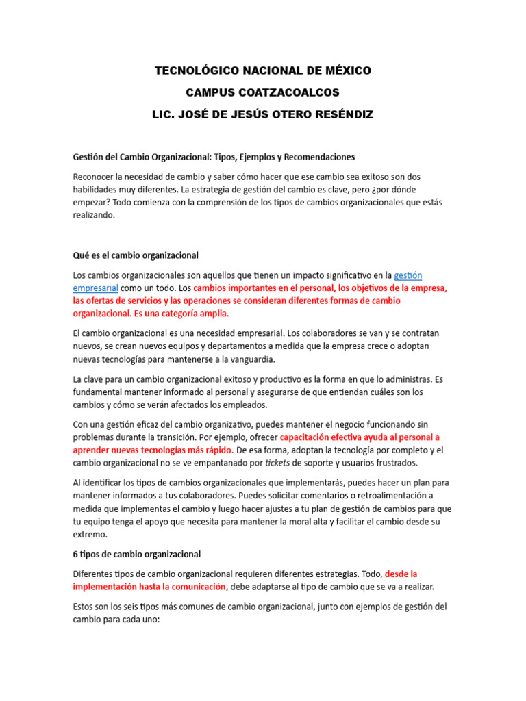 Estrategias para el Cambio Organizacional | PDF | Business | Gestión ...