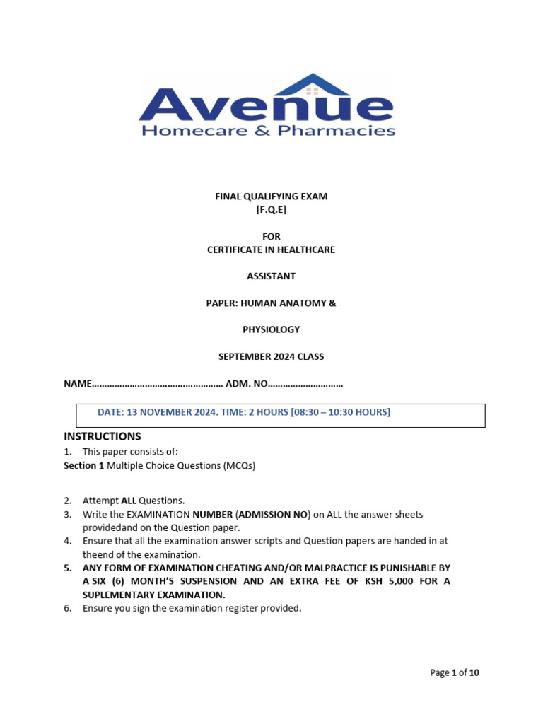 September 2024 Hca - Final Qualifying Exam | PDF | Medical Specialties ...
